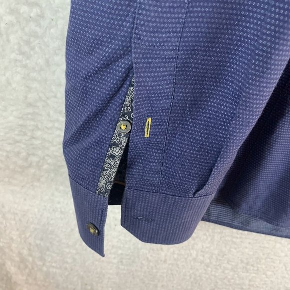 Ted Baker Shirt Men's 5 Purple Blue Cotton Stretch Collared Classic Button-Up - Picture 5 of 9